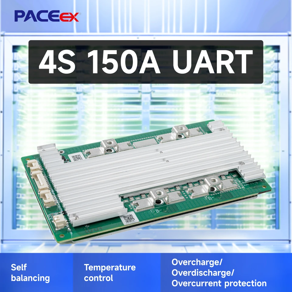 

PACEex Smart BMS LiFePo4 4S 12V 150A BMS Bulid-in BT UART Series Connection Heat Temp Sensor Function