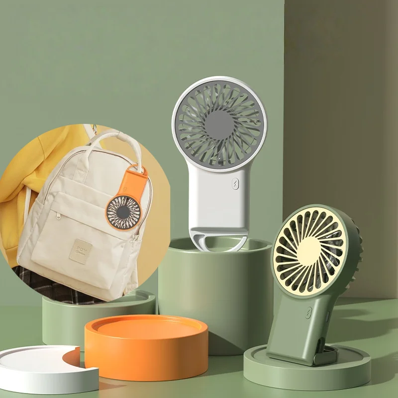 

Mini Foldable Handheld Desktop USB Rechargeable Fan 3-speed Adjustment with Hook for Mountaineering Outdoor Home Office use