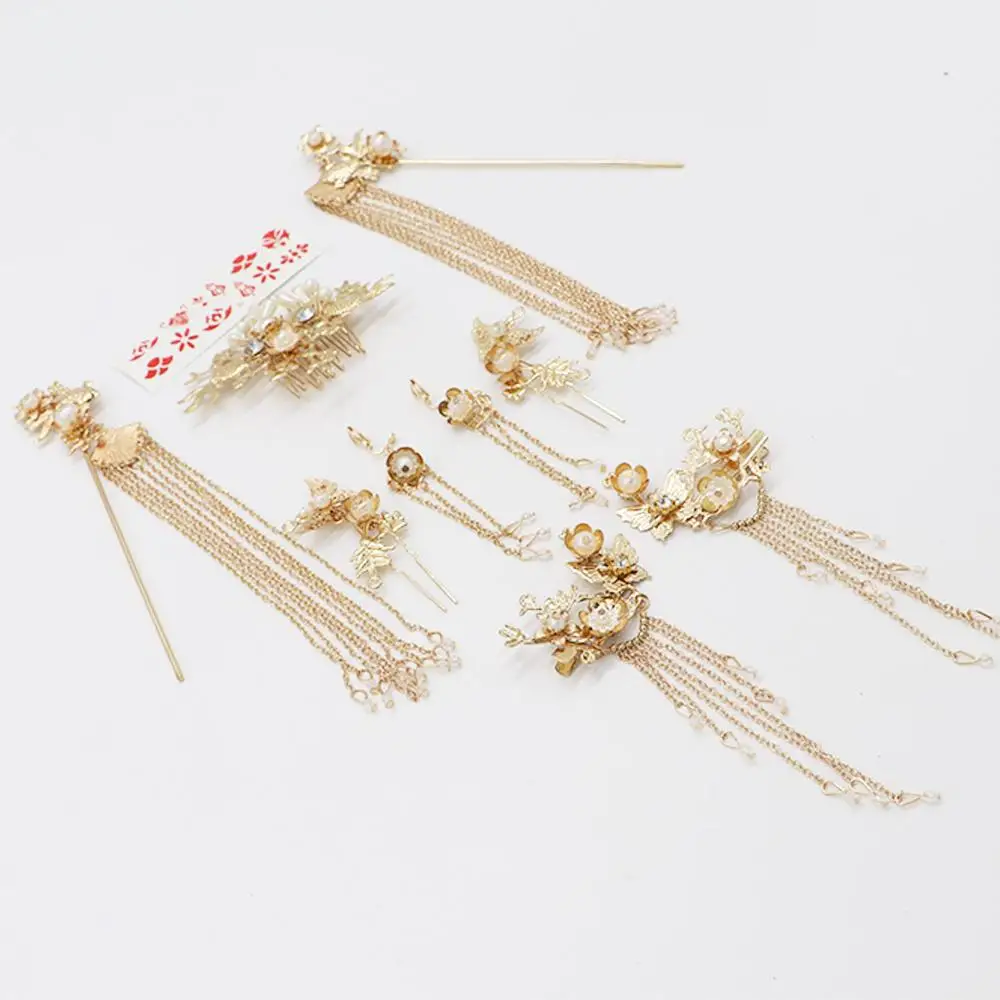 

Одежда Хан, головной убор, вилка для волос из сплава, инструмент для дизайна прически, жемчужная кисточка, палочка для волос, китайский набор заколок для волос, женские аксессуары для волос