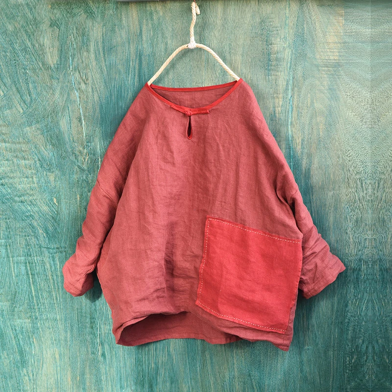 Oversized Women Long Sleeve Casual T-shirts New 2025 Spring Vintage Style O-neck Solid Color Female Cotton Linen Tops Tees M419
