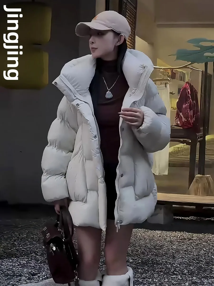 Abrigo de invierno Jaet acolchado de plumón blanco con capucha para mujer, cálido, Sli, dulce, longitud Regular, sin marca