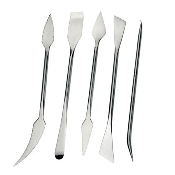 Herramientas de arcilla para cerámica, Kit de escultura de cabezas de doble forma de acero inoxidable para escultura, manualidades, modelos de madera, 5 uds.