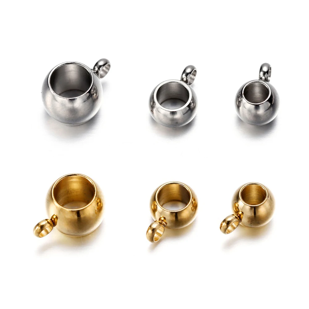 20pcs Stainless Steel Hole 3 4 5mm Gold Silver Charm Pendant Connectors 2 Holes Beads For Diy Bracelet Necklace Jewelry Making