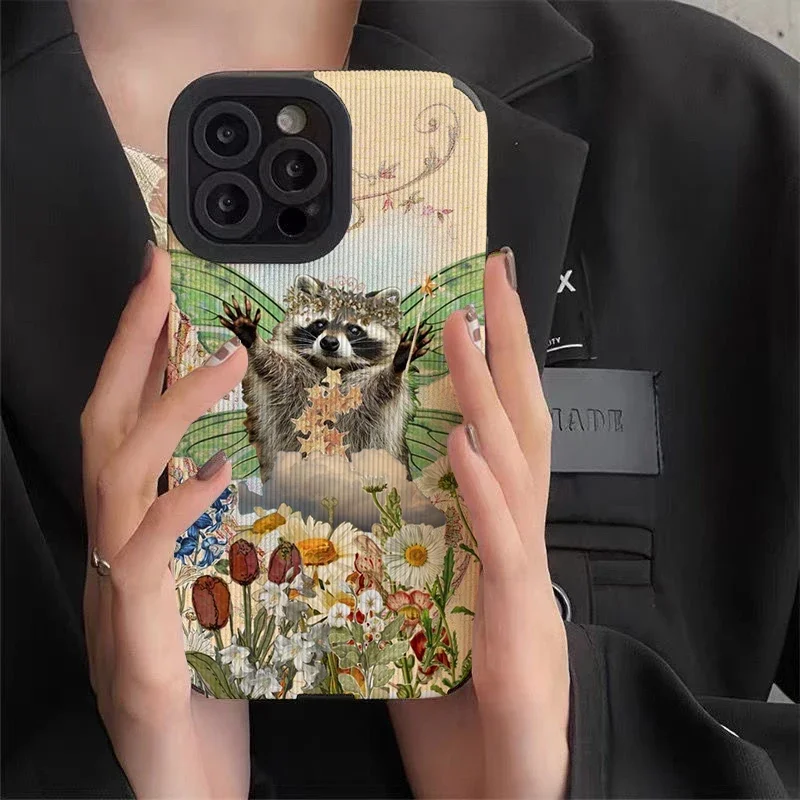 Raccoon Butterfly Phone Cases for Iphone 11 Pro Max Iphone 16 Pro Max Iphone 13 Pro Max Iphone 14 Pro Max Iphone 15 Pro Max Case