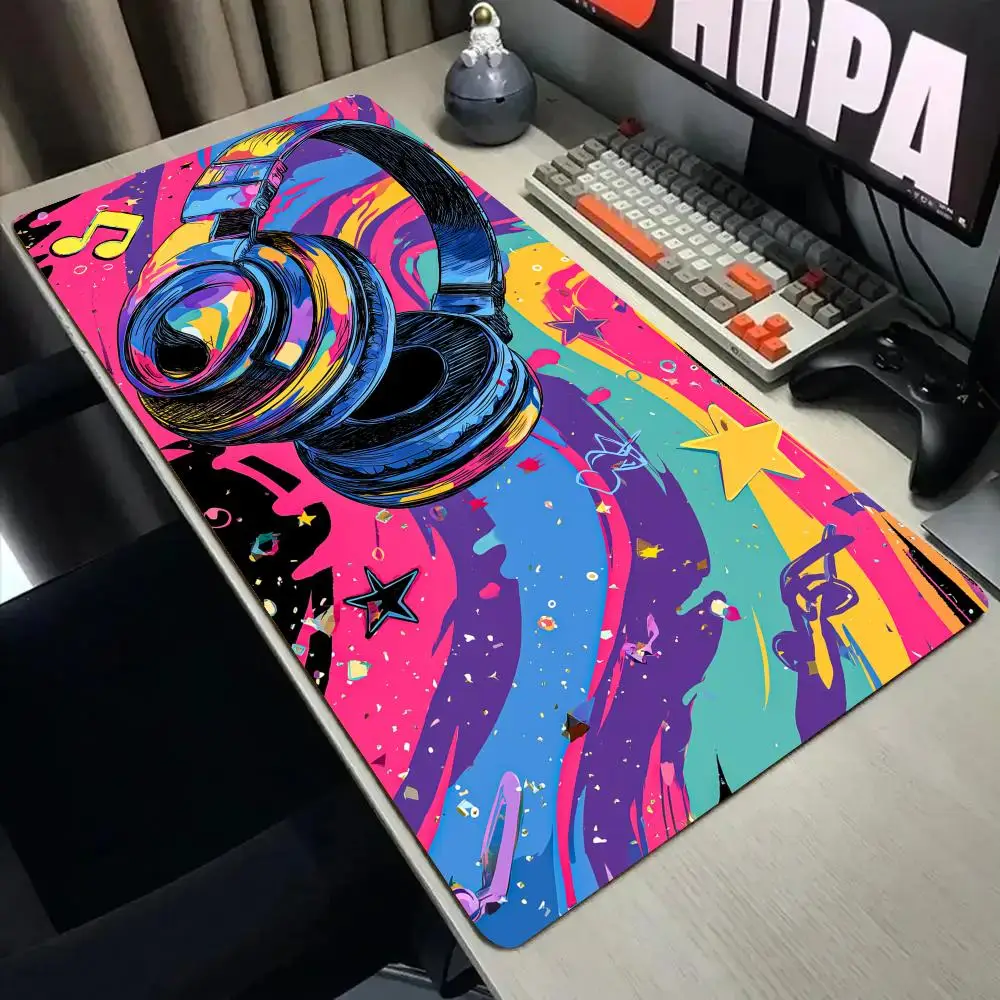 Trendy music headphones Mouse Pad Desk Mat with Stitched Edge XXL Mousepads Rubber Anti-slip Gamer Keyboard Rug Gaming Mats