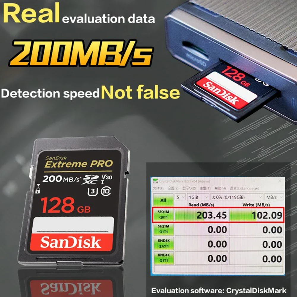 الأصلي SD المتطرفة PRO قراءة عالية السرعة حتى 200 برميل/الثانية بطاقة الذاكرة U3 4K UHD فيديو C10 V30 SDHC SDXC UHS-I بطاقات لكاميرا SLR