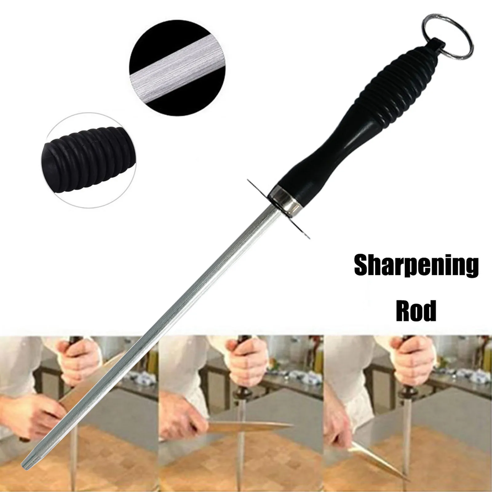 27cm Professional Carbon Steel Knife Sharpener Rod Durable Knife Grinder With ABS Handle Sharpening Blade Rod Knife Kitchen Tool