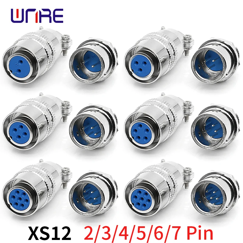 1set Aviation Connector 12mm XS12 Quick Push-Pull Circular Socket 2/3/4/5/6/7pin Male and Female Plug Cable Connector