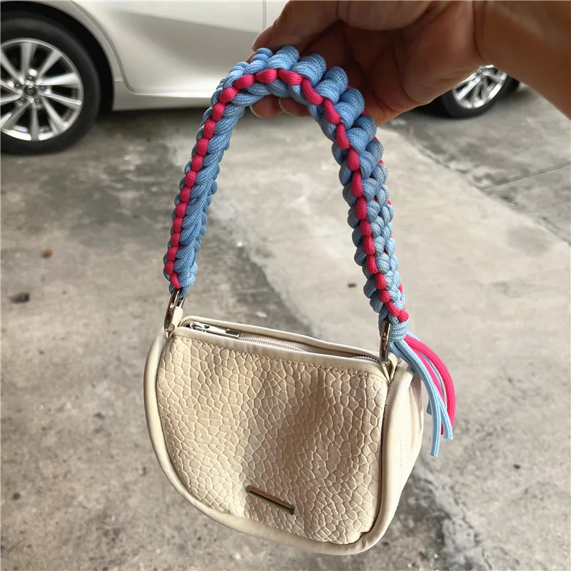 Hand Strap Bag Shoulder Strap Hand Made Custom Lanyard Colorful Cellular String Braided Handbag Accessories Replaceable Rope