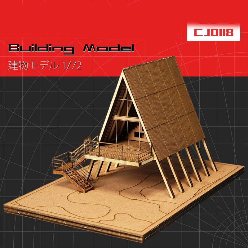 

1/72 треугольное здание, сельская роскошная вилла, сборная модель, материал стола из песка, платформа для сцены, основание дисплея