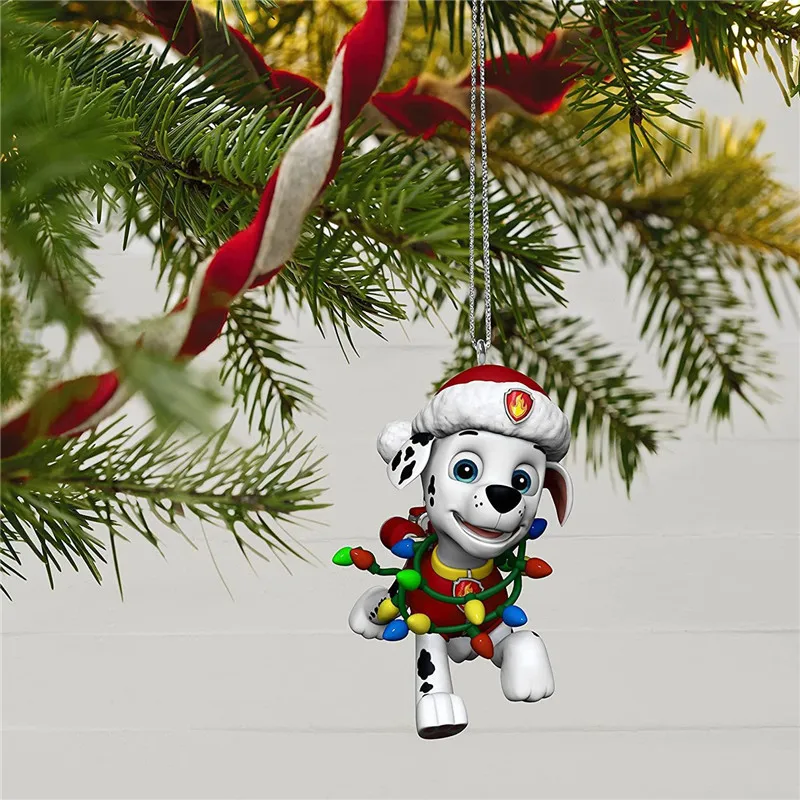 Paw Patrol Marshall Christmas Decoration Anime Flat Figure Model Brand Birthday Tree Pendant Kid Toy Car Pendants Room Ornaments