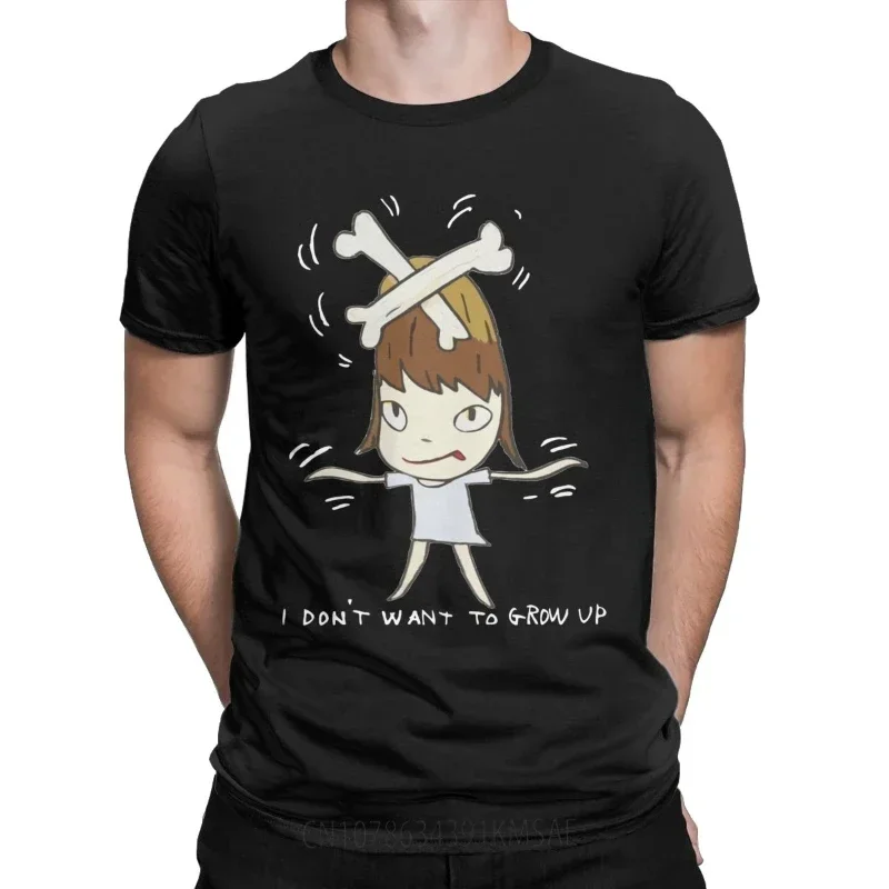 Japanese Manga Writer Yoshitomo Nara I Don't Want To Grow Up Graphic Tshirts Summer Trend Rock Female Male Loose Cartoon Tshirt