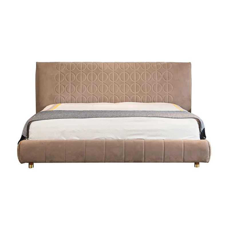 

Italian modern minimalist style fabric bed double technology cloth Nordic master bedroom wedding bed