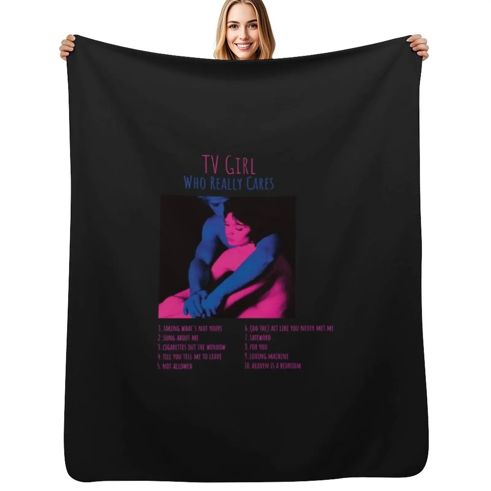 

TV Girl - Who Really Cares - Album TRACKLIST Logo Essential T-Shirt Throw Blanket Quilt Camping Thermals For Travel Blankets