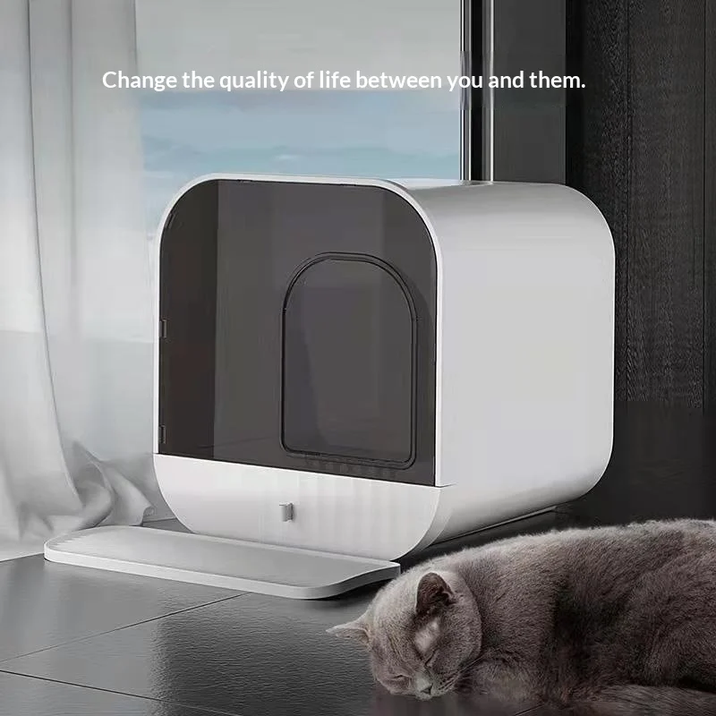 Caja de arena cerrada anti-salpicaduras, limpieza fácil para gatos - imagen 3