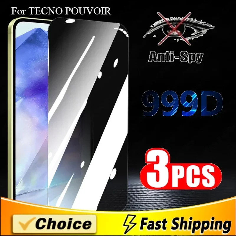 3Pcs Anti Glare Privacy Tempered Glass For Tecno Pouvoir 1 2Pro 3Plus 3Air 4Pro 2 3 Phone Films For Tecno Phantom 9 Anti-Scratch