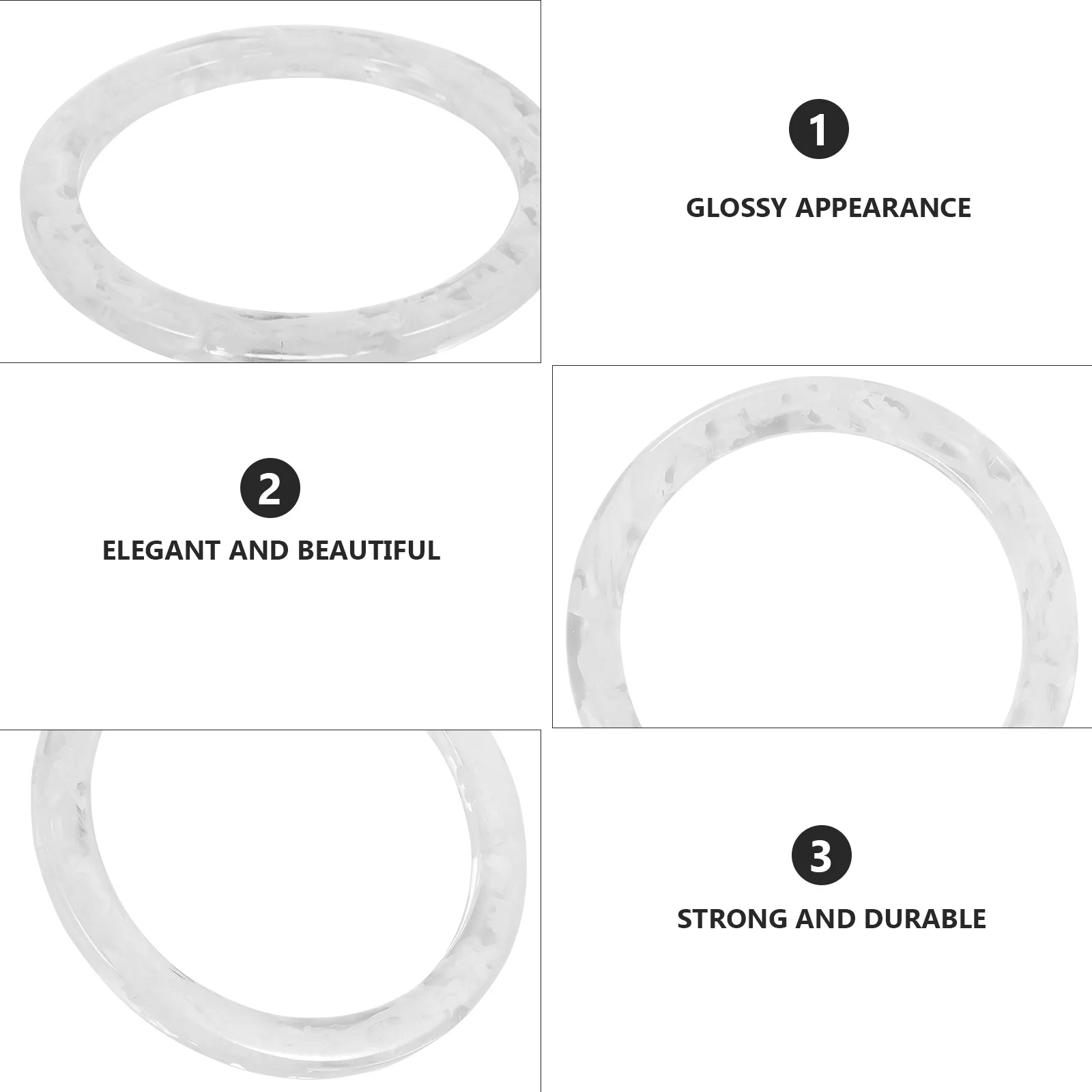 

2Pcs Color Block Resin Bag Handles Durable Elegant DIY Handbag Accessories for Clutch Tote Mini Bags Fashionable Lightweight