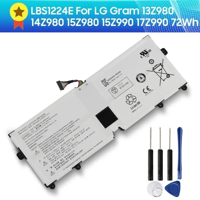 Replacement Battery LBS1224E For LG Gram 13Z980 14Z980 15Z980 15Z990 17Z990 Spare Battery High Quality Batteries 72Wh