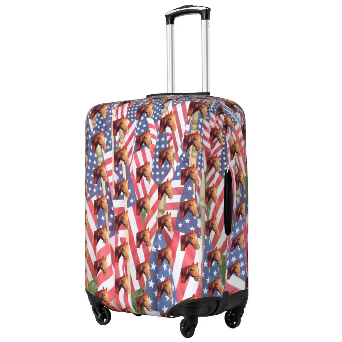 Horse Head Suitcase Cover American Flags Business Holiday Useful Luggage Supplies Protector