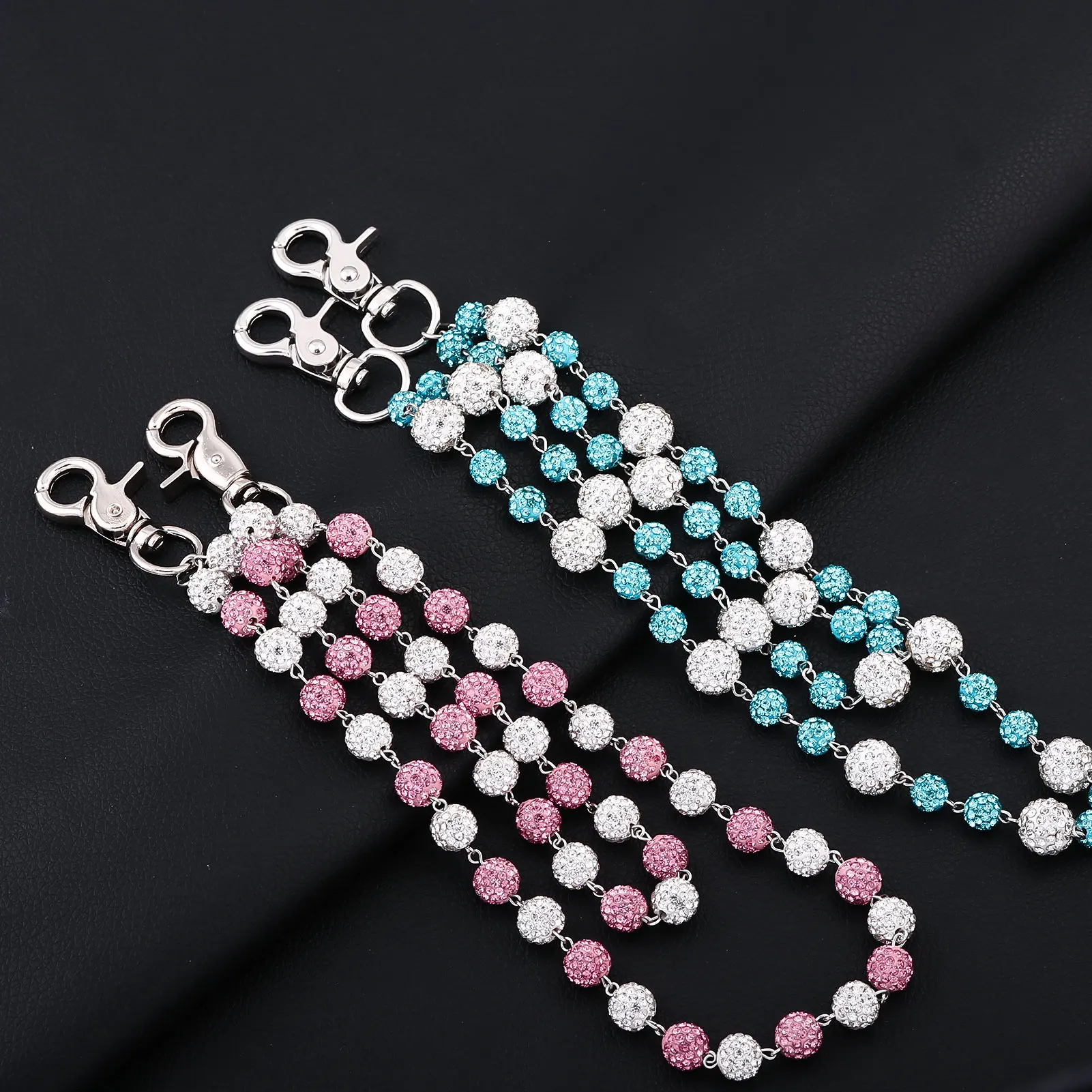 

Luxury Disco Ball Rhinestone Exquisite Imitation Pearl Keychain Wallet Belt Chain Men Women Punk Hipster Pant HipHop Jewelry
