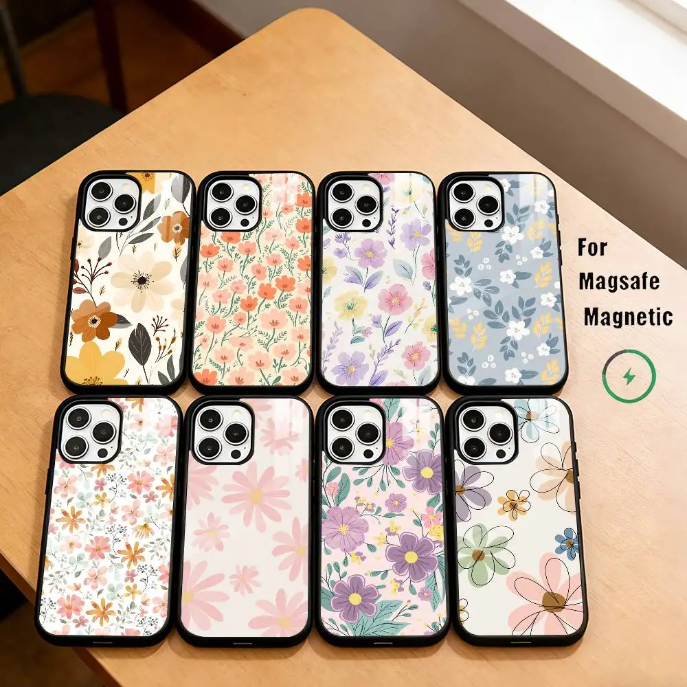 

F-Flower Phone Case For iPhone17,16,15,14,13,12,11 Plus,Pro Magnetic For Magsafe Wireless Charging