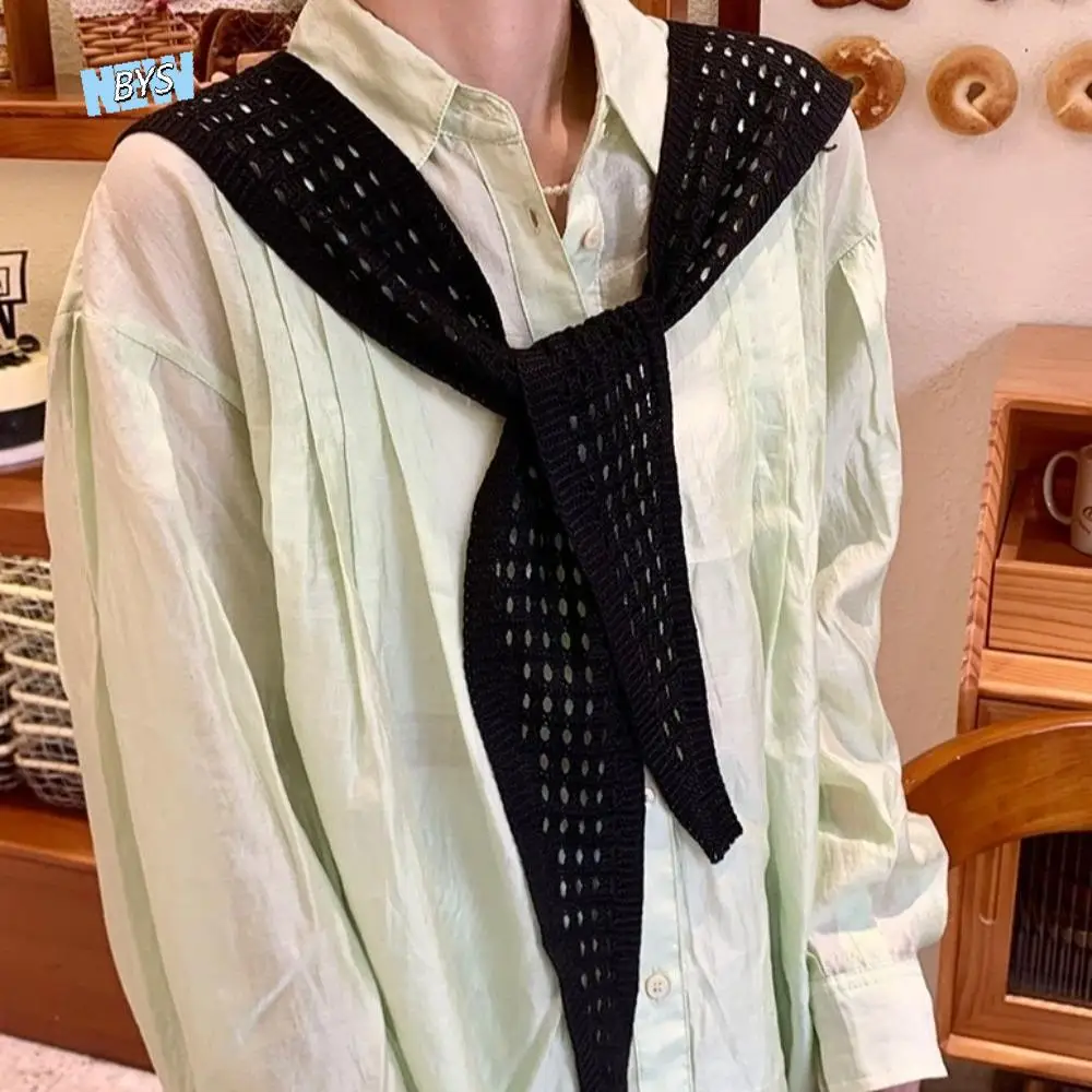 

All-match White Knitted Shawl Cape Cloak Fake Collar Scarf Accessories Clothes Decoration Hip Scarf Daily