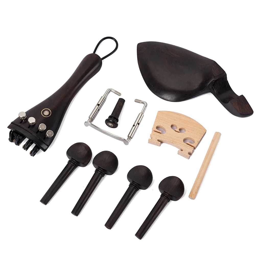 

15Pcs Violin Fitings Parts Ebony Set Tailpiece Chinrest Clamps Endpin Tail Gut 4 Pegs Black Quality DIY Repairs