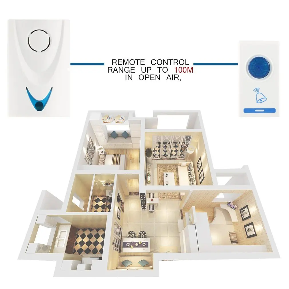 504d LED drahtlose Glockenspiel Türklingel Türklingel & Draht Fernbedienung 32 Melodie Songs weiß Home Security verwenden intelligente Türklingel