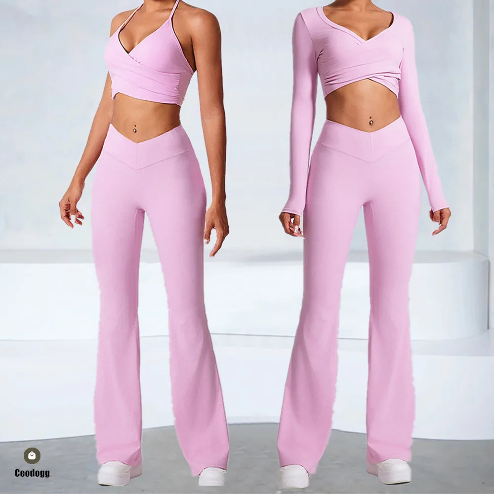 

Комплект из 2 предметов для йоги, женская спортивная одежда, одежда для тренировок, спортивная одежда, леггинсы для спортзала, фитнес-бюстгальтер, укороченный топ, спортивные костюмы с длинными рукавами XP101