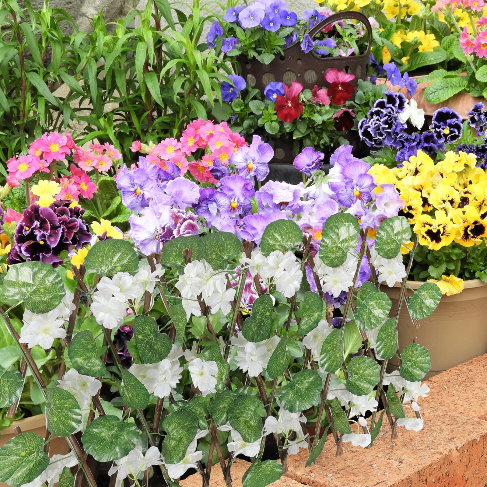 

Pink Privacy Balcony Balcony Flower Fence Terrace Outdoor Decor Artificial Flower Trellis Screening Garden Wall Plant
