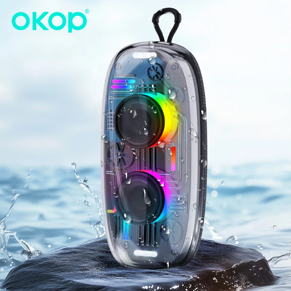 

OKOP Bluetooth Speakers Audio Cool RGB Ambient Light Outdoor Portable Handle Waterproof Audio Desktop Small Speaker KP-825 범블비헬맷