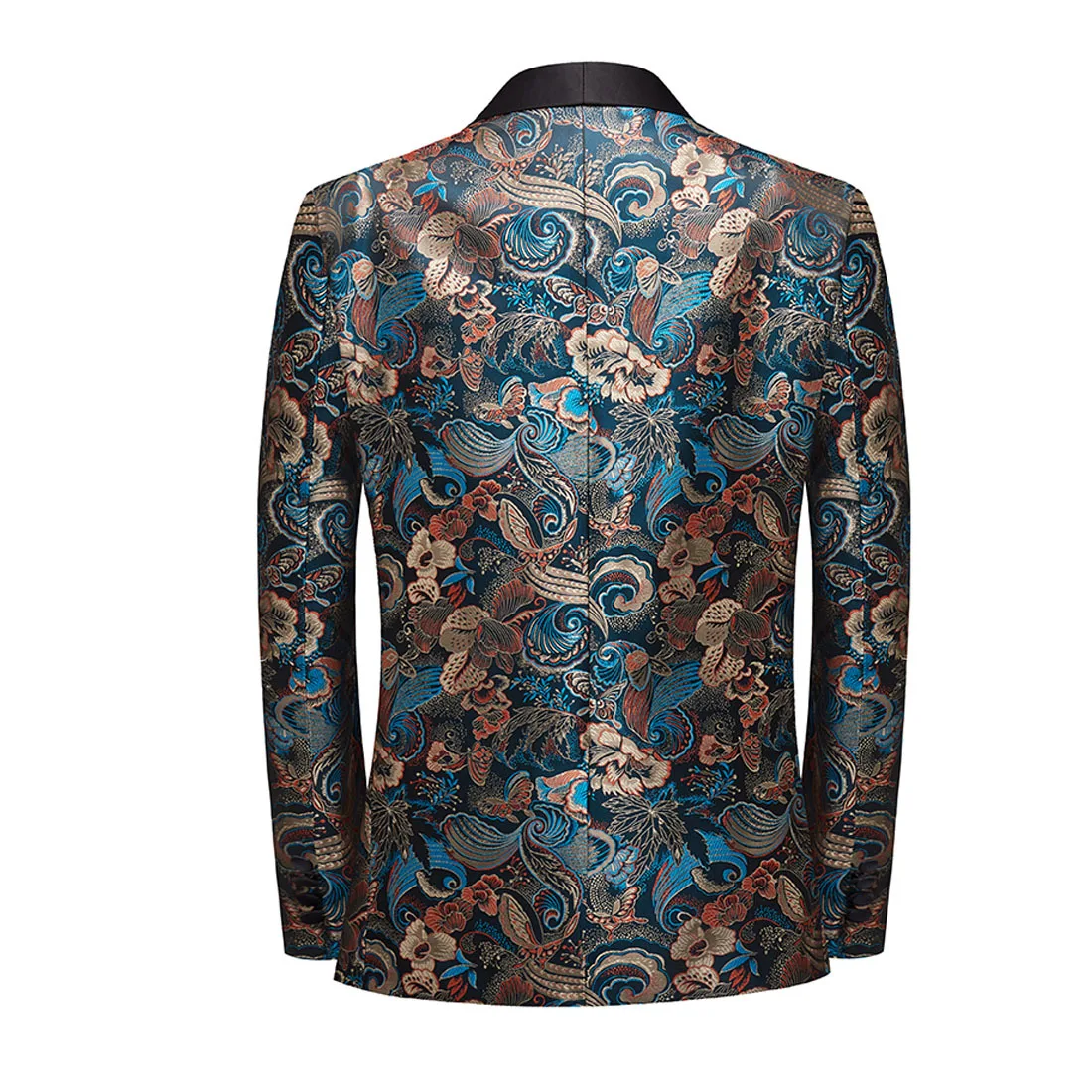 Exclusive High Quality Embroidery Suit Blazer for Men, Shawl Neck Ont Button Suit Jacket, XS-3XL Plus Size Floral Suits