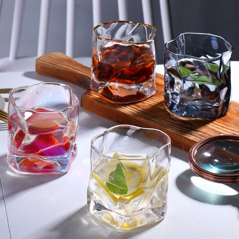 

Twisted Whiskey Glass Cup Cocktail Glasses Bar Drinking Supplies Transparent Irregular Beer Mug Cups Home Coffee Mug