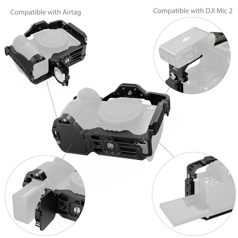 قفص كاميرا صغير الحجم لهاتف Sony Alpha 7R V /7 IV /7S III /1 /7R IV فتحة AirTag مدمجة مع لوحة Arca-Swiss سريعة الإصدار -5583