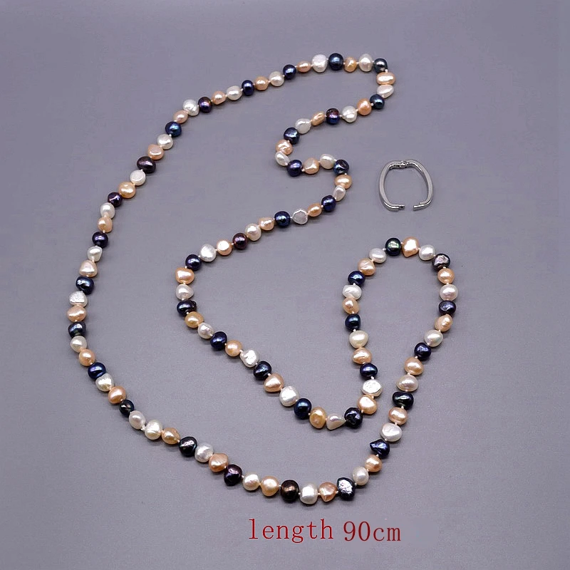 Vintage Twist Necklace Natural Freshwater Pearl Long Necklace Multicolor Baroque Pearl Necklace Women\'s Engagement Necklace