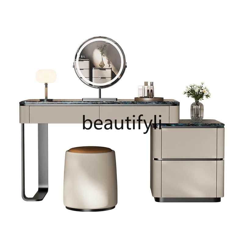 

D80 Italian minimalist dresser chest bedroom makeup table high-end marble light luxury solid wood