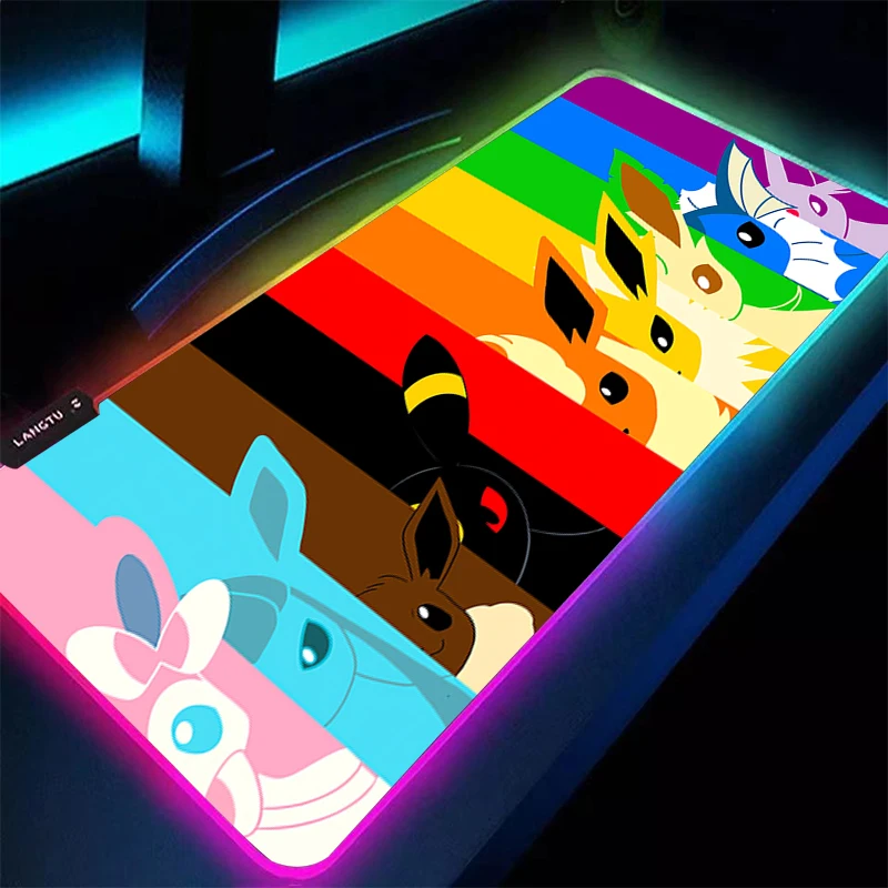 

LED Mouse Pad P-Pokemons Large Gamer XXL E-sports Players Keyboard RGB Desk Mouse Mat Carpet Backlight Gaming Notbook Mousepad