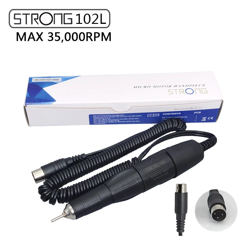 STRONG 102 / 102L Handpiece 35000RPM Micro Motor Handpiece 2.35mm For STRONG 90 204 Control Unit Dental Lab Polishing Handpiece