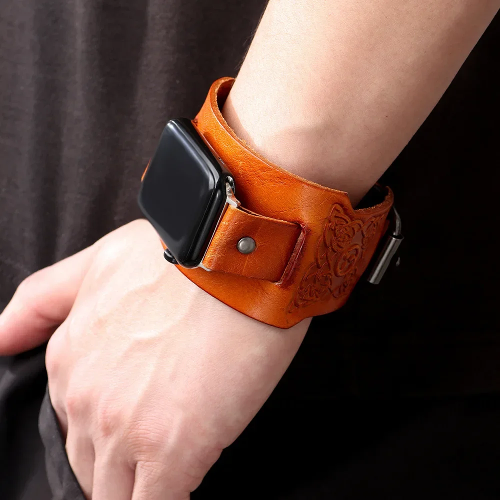 Modelo para pulseira retrô, pulseira de couro sofisticada.