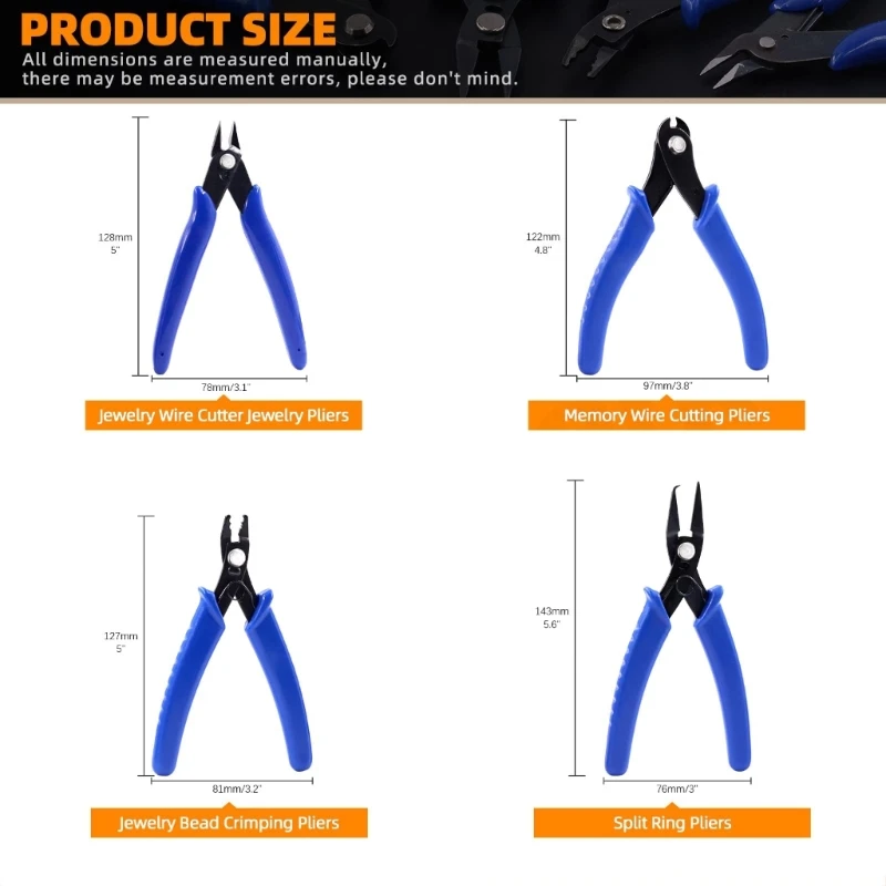 4Pcs/Set Beading Pliers Kit Multifunctional Jewelry Bead Crimping Pliers Wire Cutter Tool for DIY Project and Jewelry Making