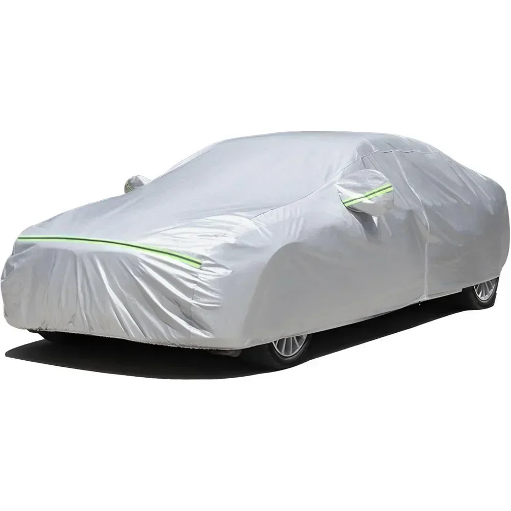 

Waterproof all-weather sedan car cover with zipper, heavy duty 6-layer protection, fits 177-194 inch.