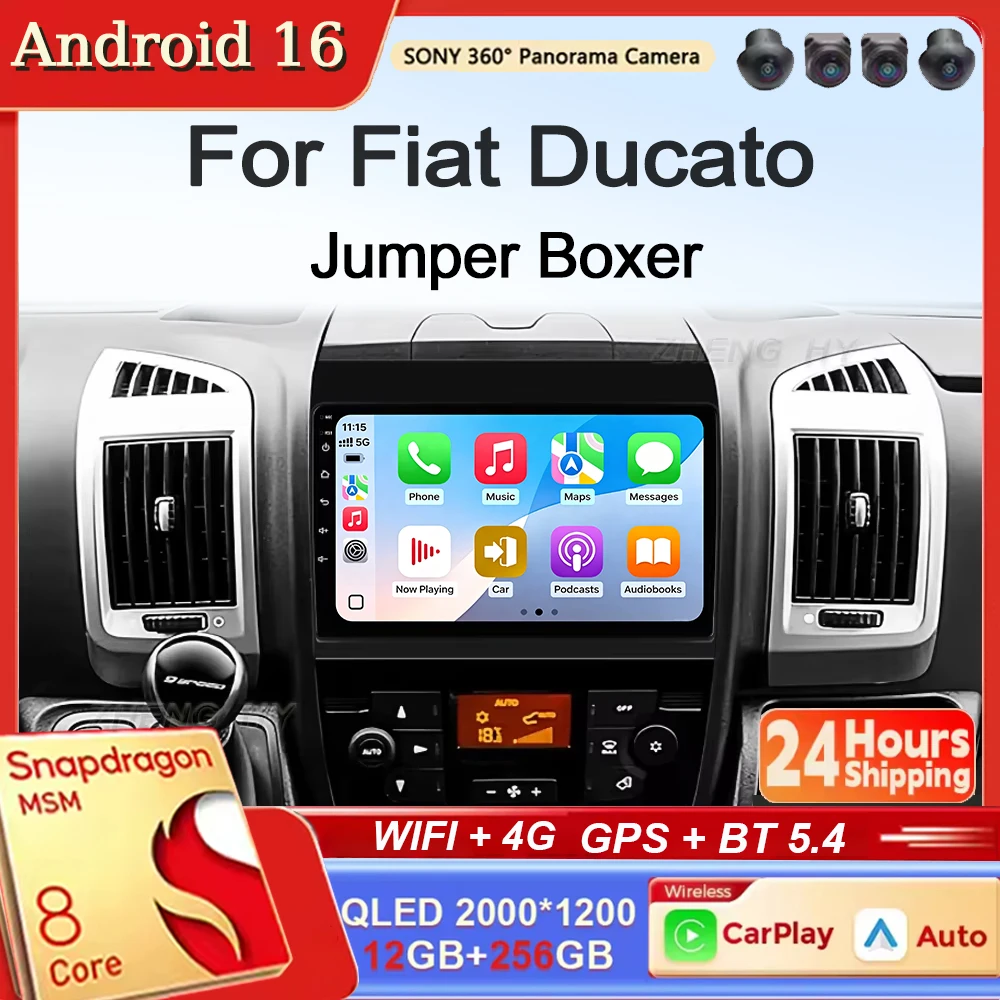 Android 16 For Fiat Ducato 3 Citroen Jumper 2 Peugeot Boxer 2 2016 - 2022 CarPlay Android Auto Car Radio Stereo GPS Navigation