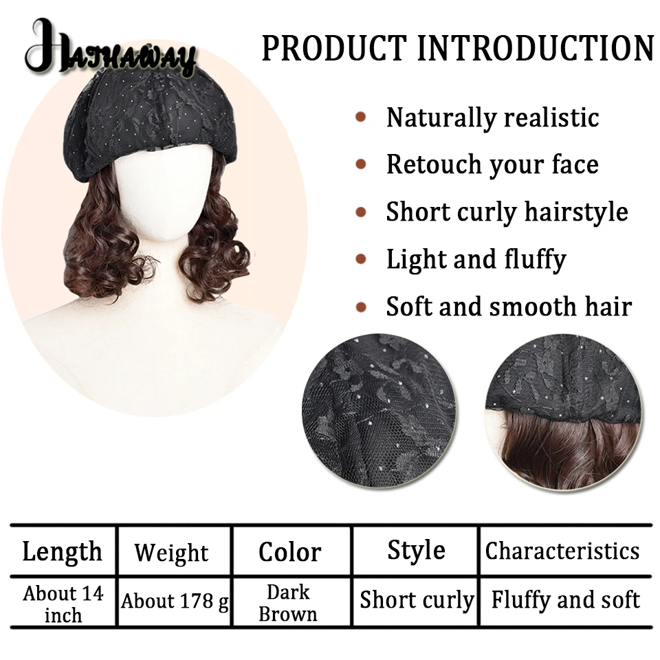 Synthetic Hats And Wigs One Female Autumn And Winter Fashion Mom Short Curly Hair Exotic Octagonal Lace Flower Beret Wig Hat