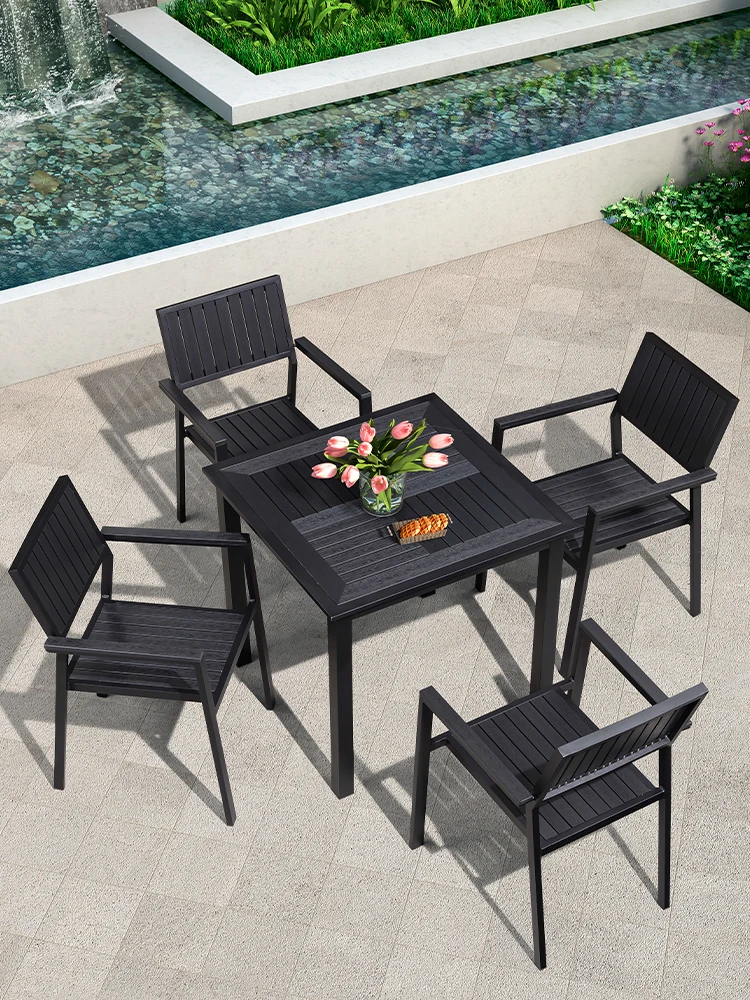 Outdoor courtyard leisure open-air dining table terrace preservative wood exterior chair