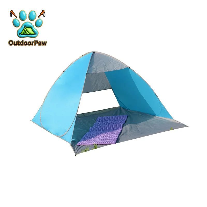 Outdoor beach tent fully automatic 2-second quick opening portable awning construction with ventilation and silver coating