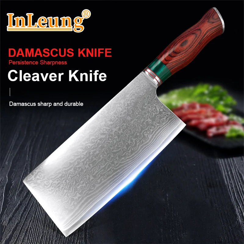 Damaskus Stahl Messer Chopper Fleisch Fisch Schneiden Chinesische Gemüse Kochmesser Professionelle Küchenmesser Kochen Metzger Messer