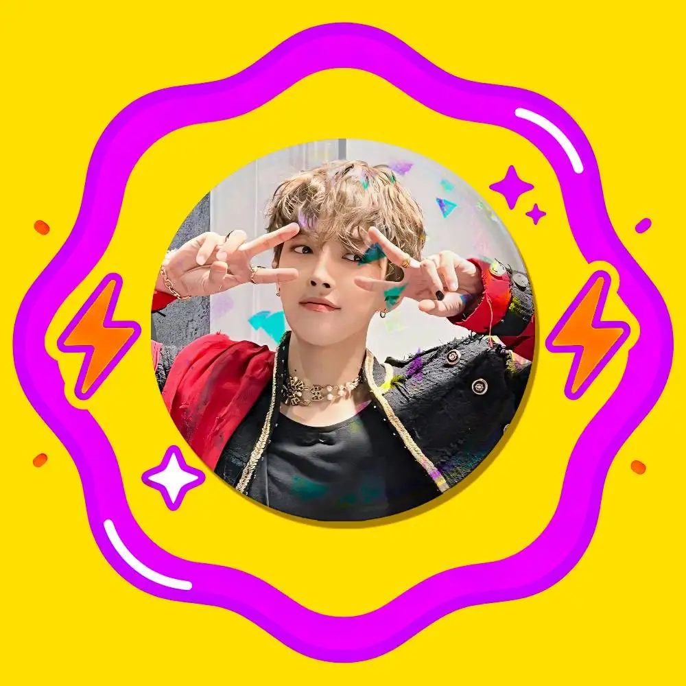 Round Metal Button Brooch For Ateez Hongjoong Enamel Pin Badge Backpack Ita Bag Pins Gift Custom