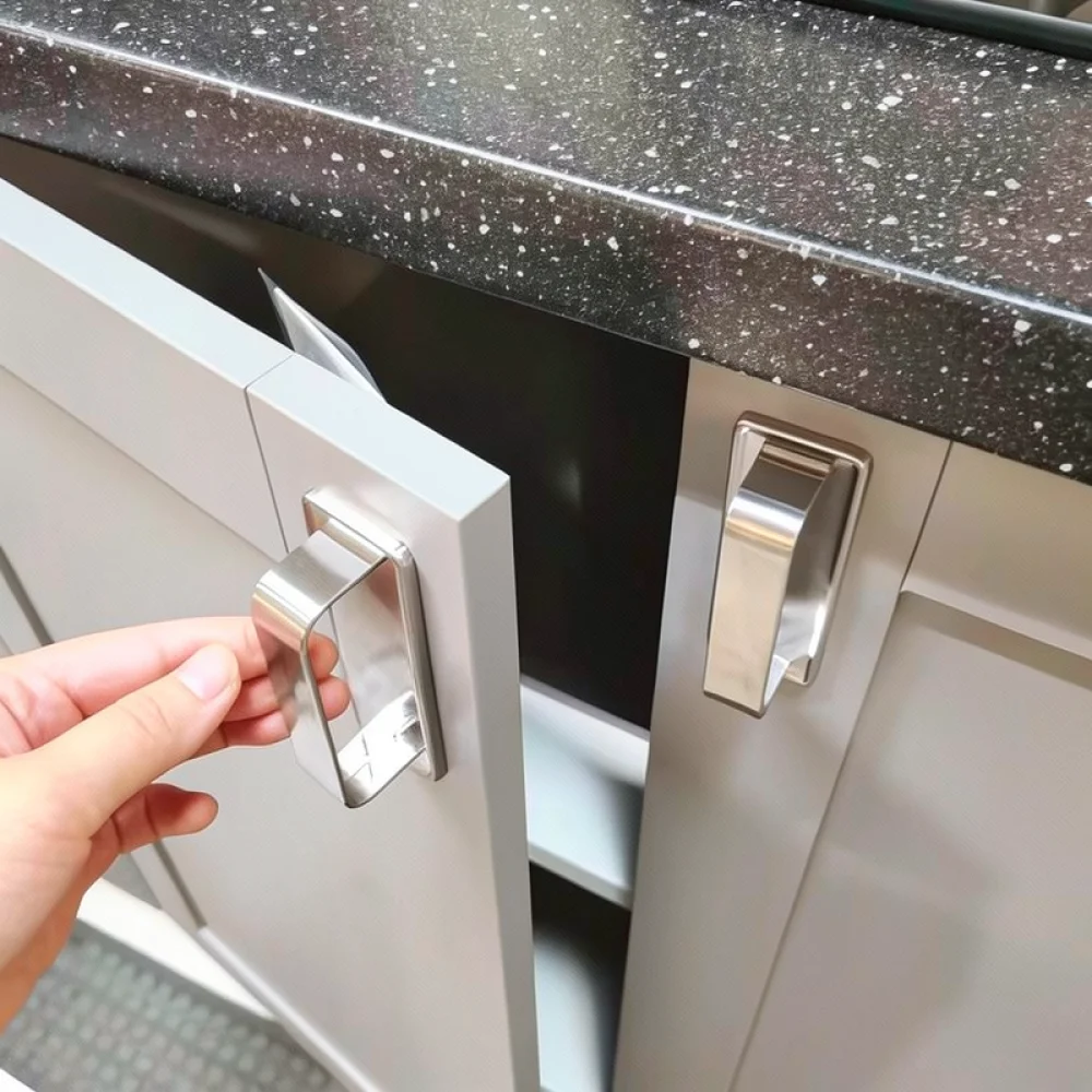 Elegant Silver Furniture Knob Modern Minimalist Style Drawer Pulls For Wardrobe Cabinet Cupboard Replacement Hardware Kits