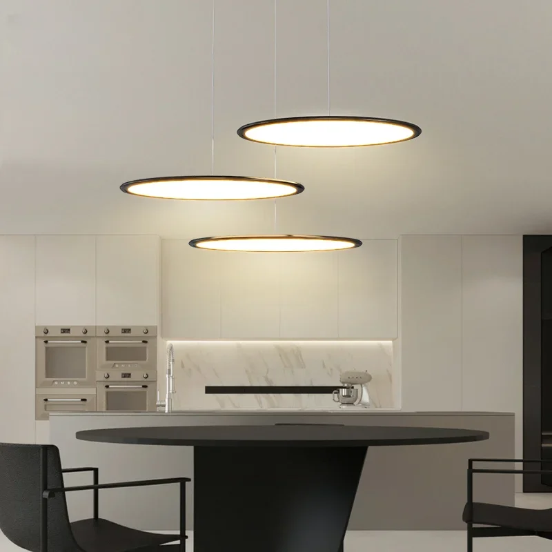 

Modern LED Remote Dimming Chandelier Lighting Simple Round Black White Living Dining Room Pendant Bedroom Indoor Hanging Lamp