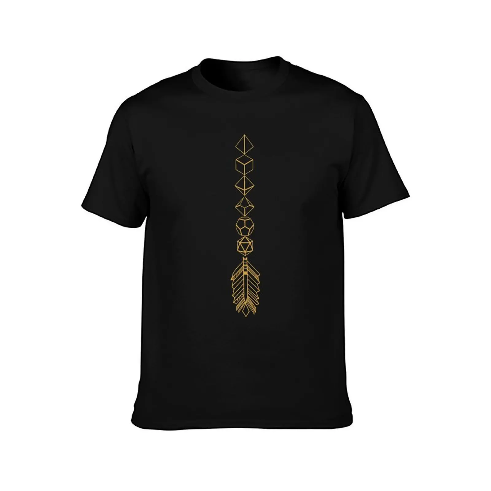 Bronze Polyhedral Dice Tower Arrow Tabletop RPG T-Shirt, Summer Casual Cotton Tee, Oversized Streetwear Tops, Unisex Men Women